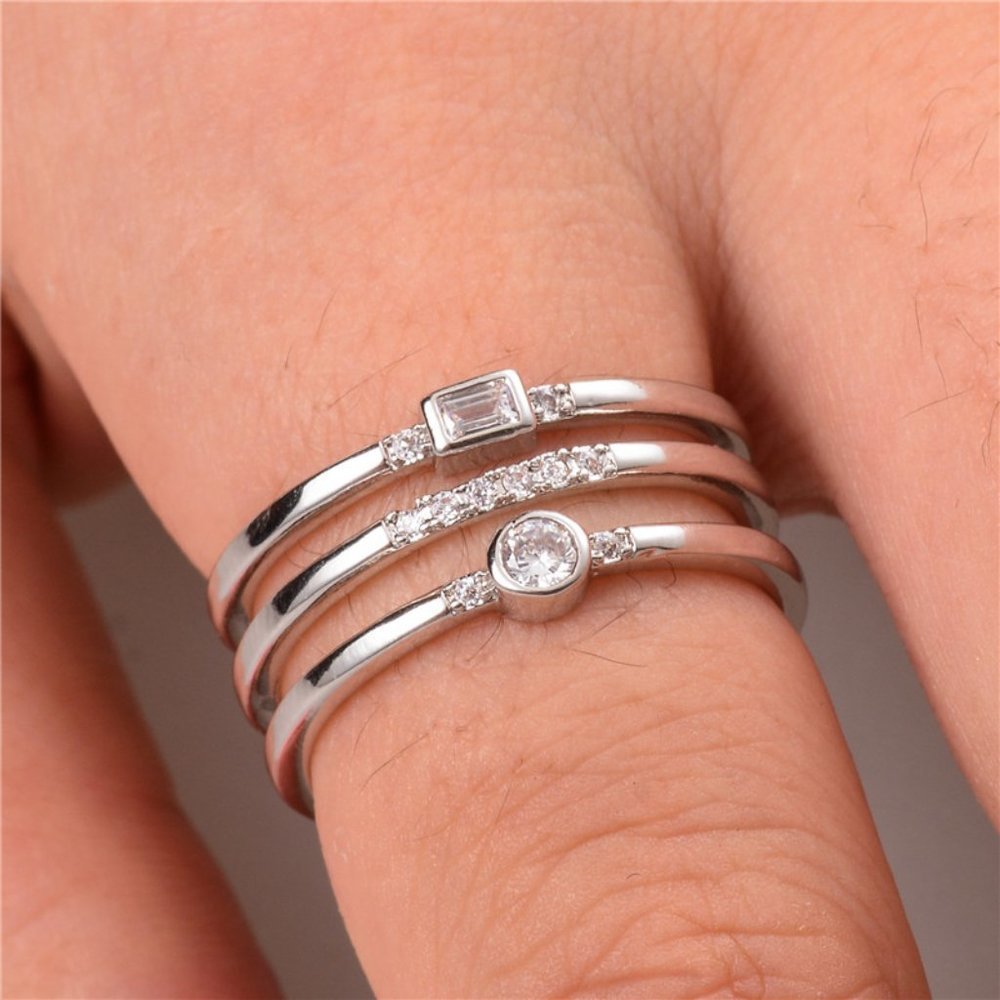 💎  New Luxury Korean Jewelry Party Unusual Finger Silver Ring for Women,VIP584